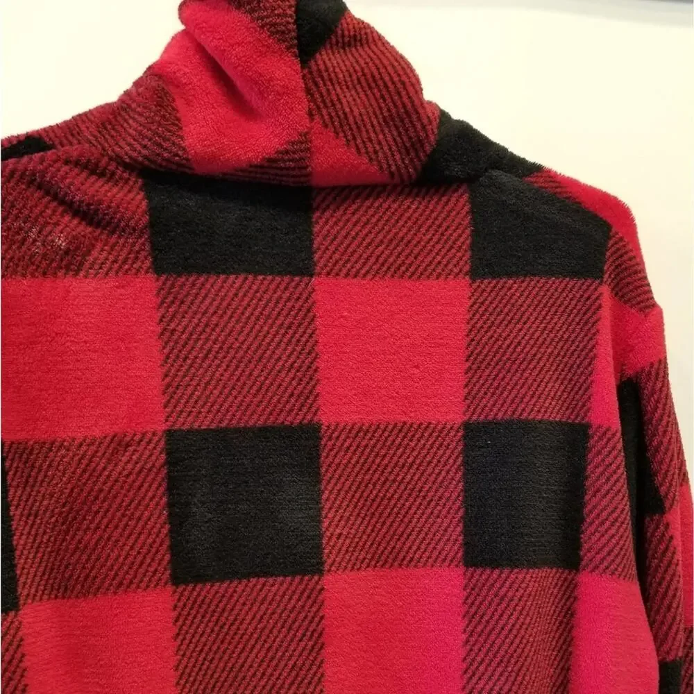 Red Plaid Check Bath Robe Soft Wrap‎ Robe for Teens Juniors  Size S or M